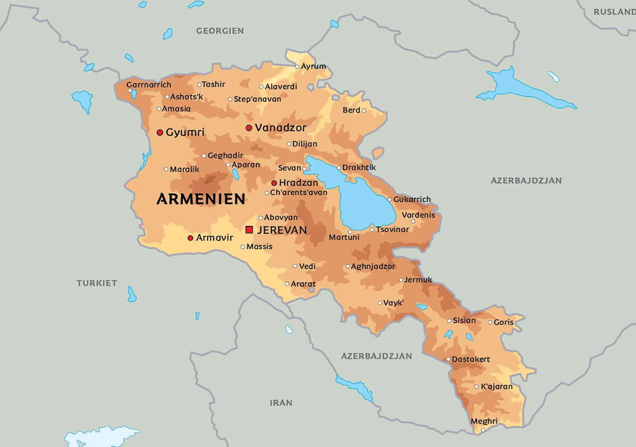 Karta över Armenien: se till exempel Jerevan