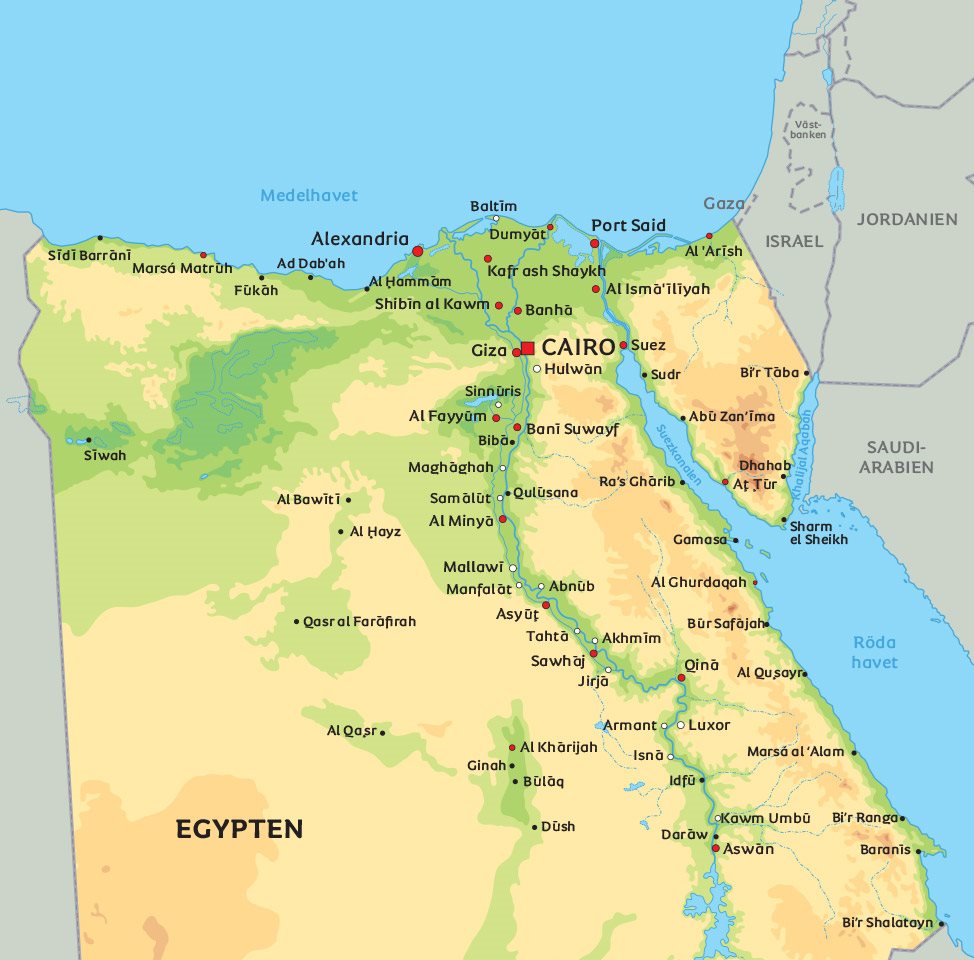 röda havet karta Karta över Egypten: se till exempel Kairo, Alexandria och Sharm el 