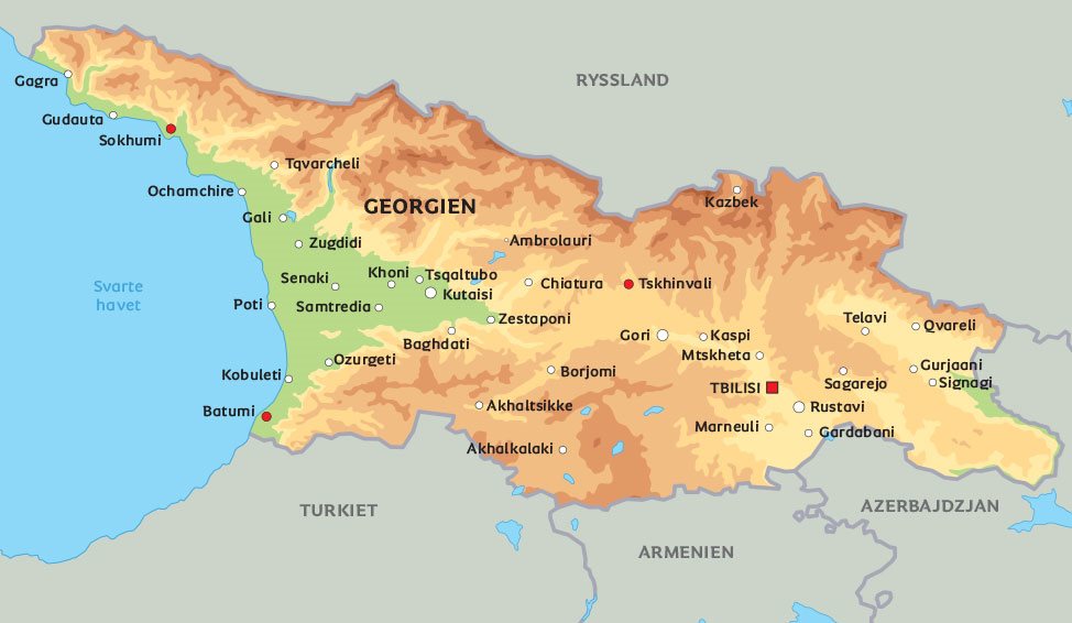 Karta Georgien: Se de största städerna i Georgien