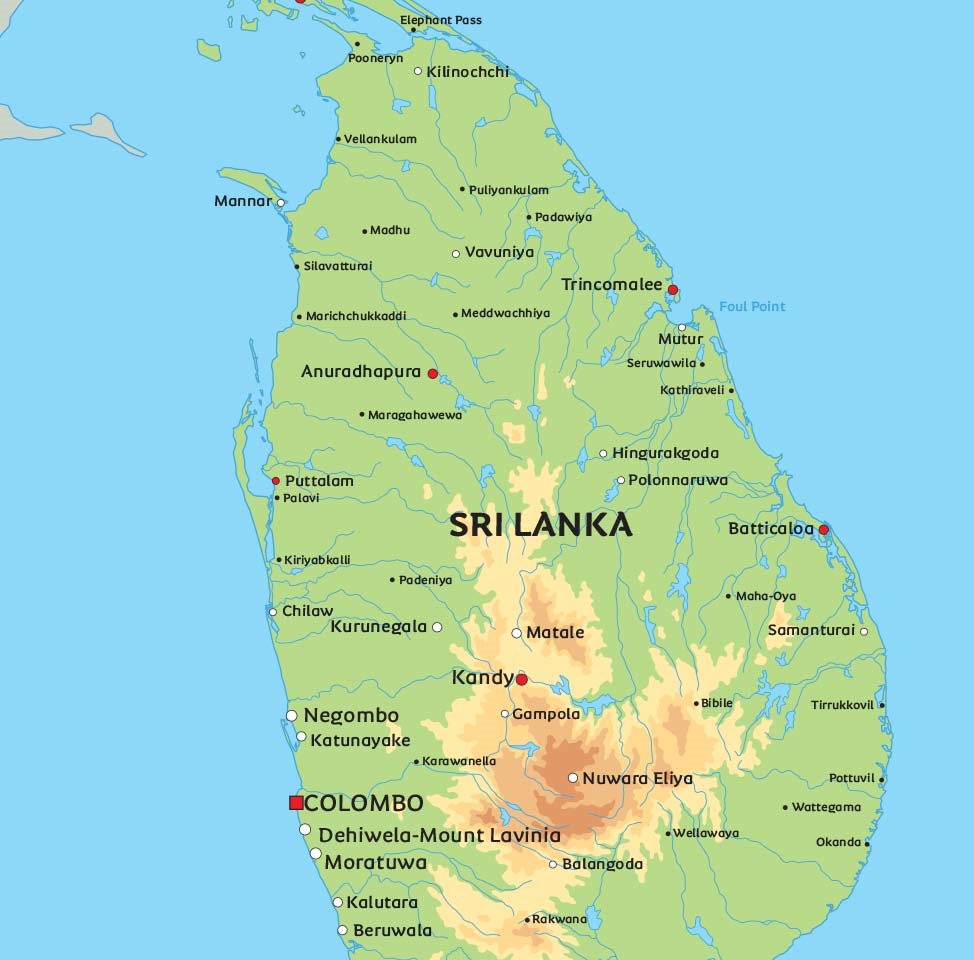 Рельеф Страны Шри Ланка