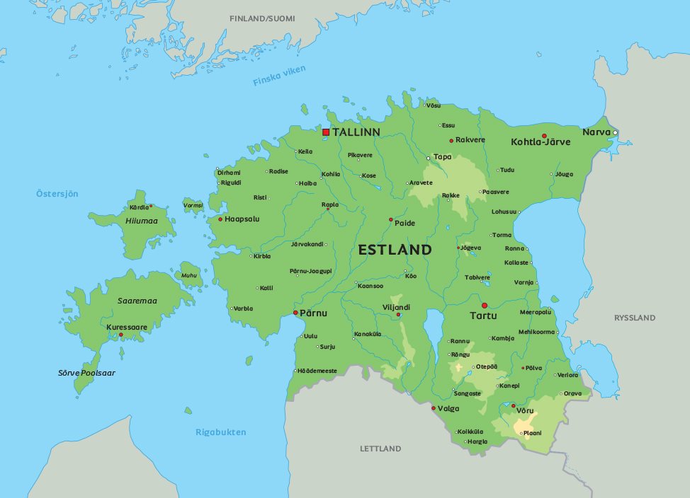 karta över estland lettland och litauen Karta Estland: Se t.ex. huvudstaden Tallinn