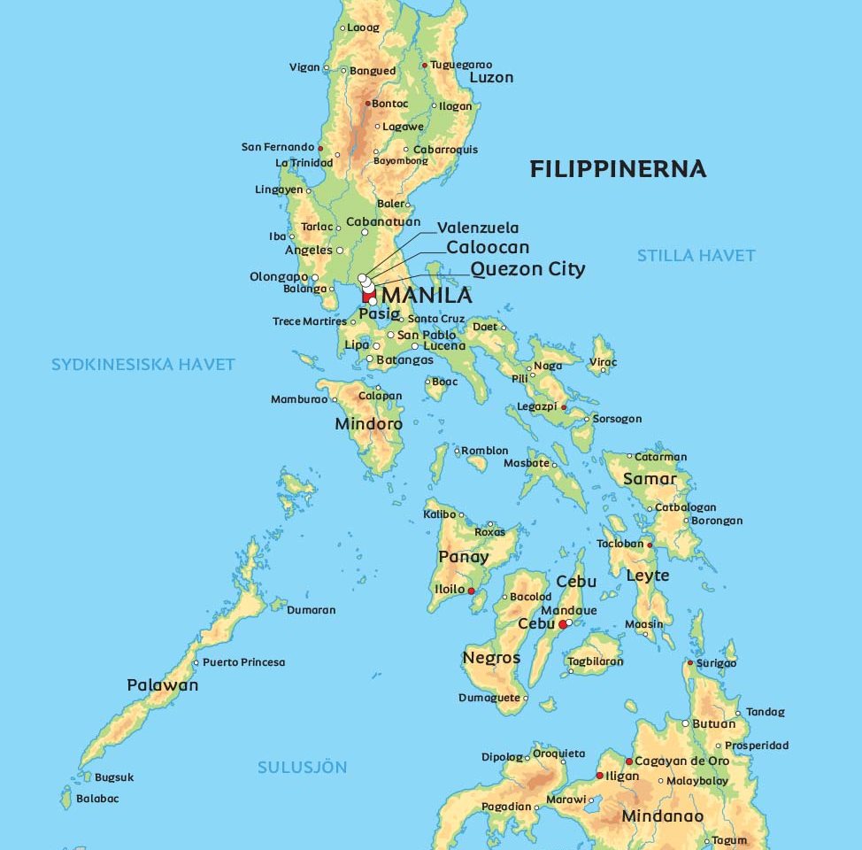phillipinerna karta Karta Filippinerna: se t.ex. huvudstaden Manila