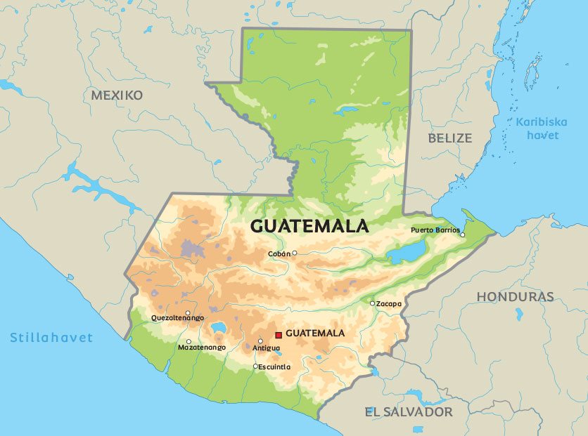 Guatemala karta: Se de största städerna i Guatemala, exempelvis