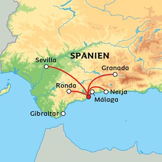 nerja spanien karta Sagolika Andalusien med Málaga, Sevilla och Granada