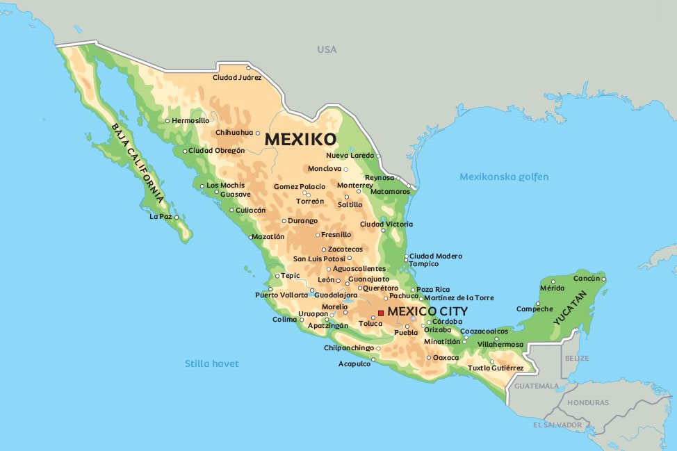 Mexiko karta: Se de största städerna i Mexiko, exempelvis Mexico City